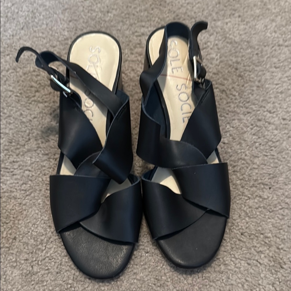 Sole Society Black Leather Sandals